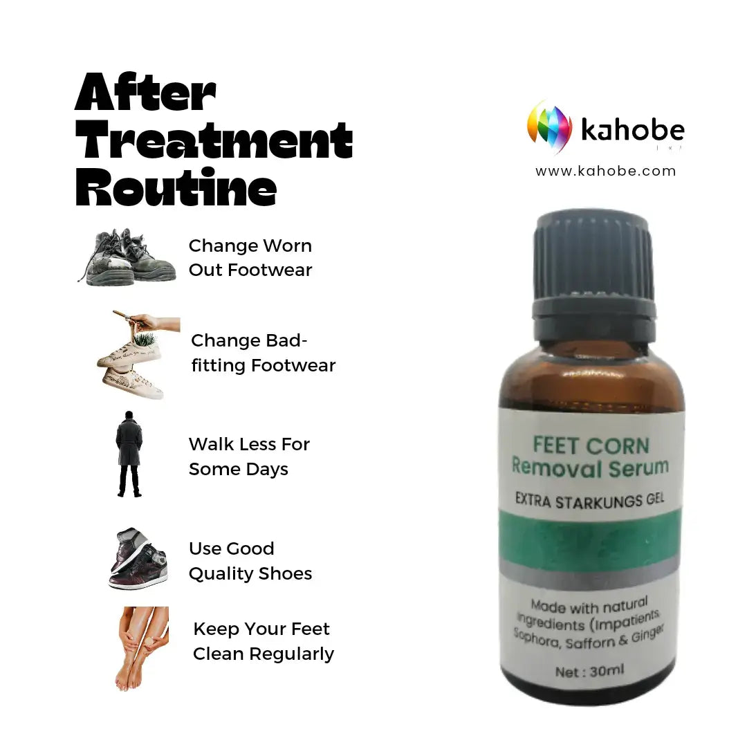 After treatment routine for feet corn removal serum