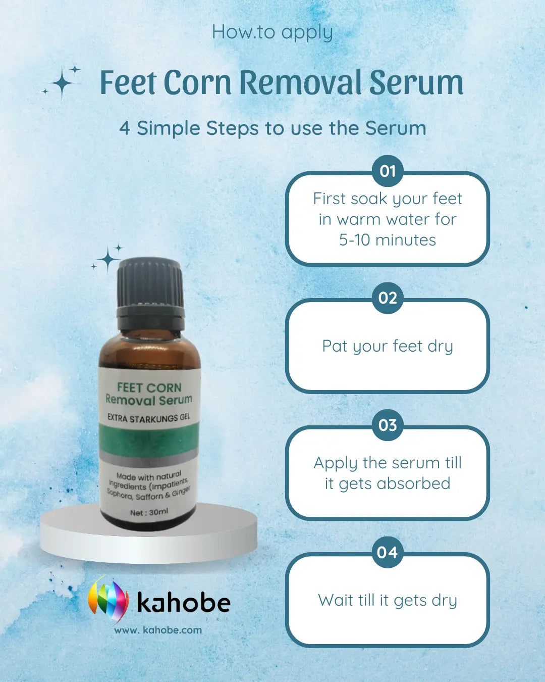 4 simple steps to use feet corn removal serum